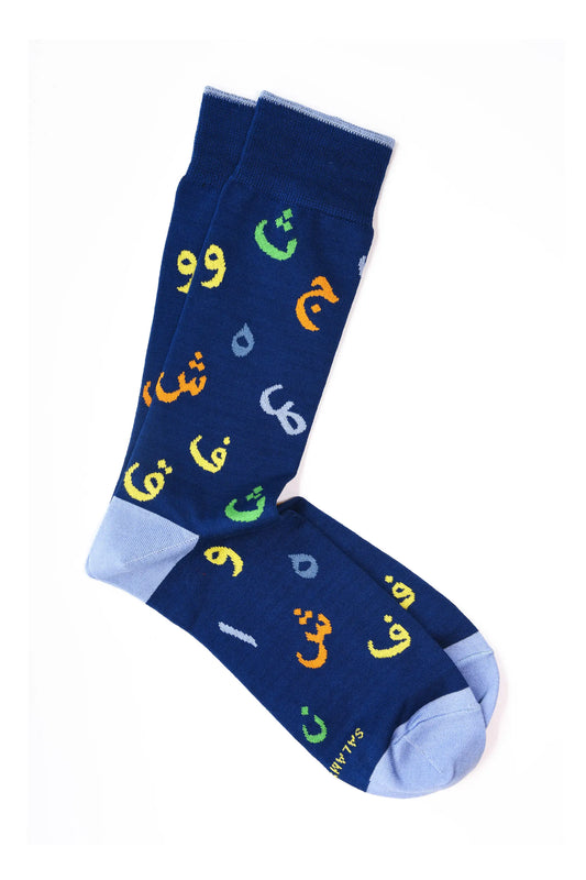 Alphabets Mercerized Mid-Calf Socks